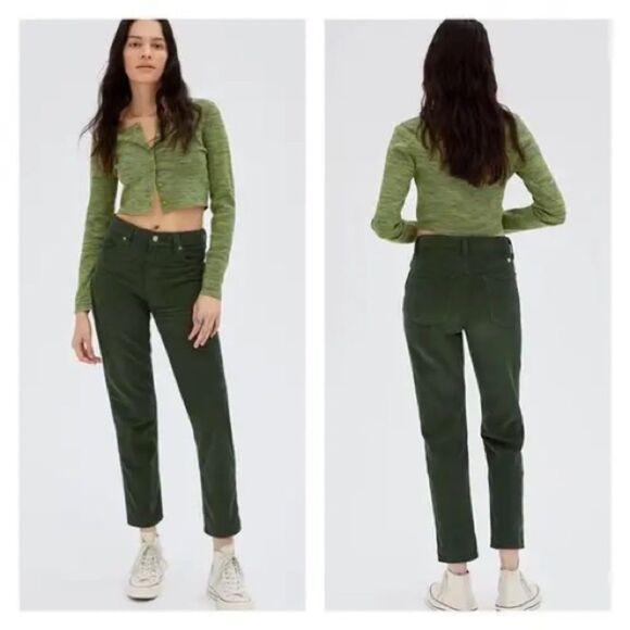 Aritzia Sunday Best Zola Mom Corduroy Pants in Scarab Green Size 00 - Picture 1 of 15